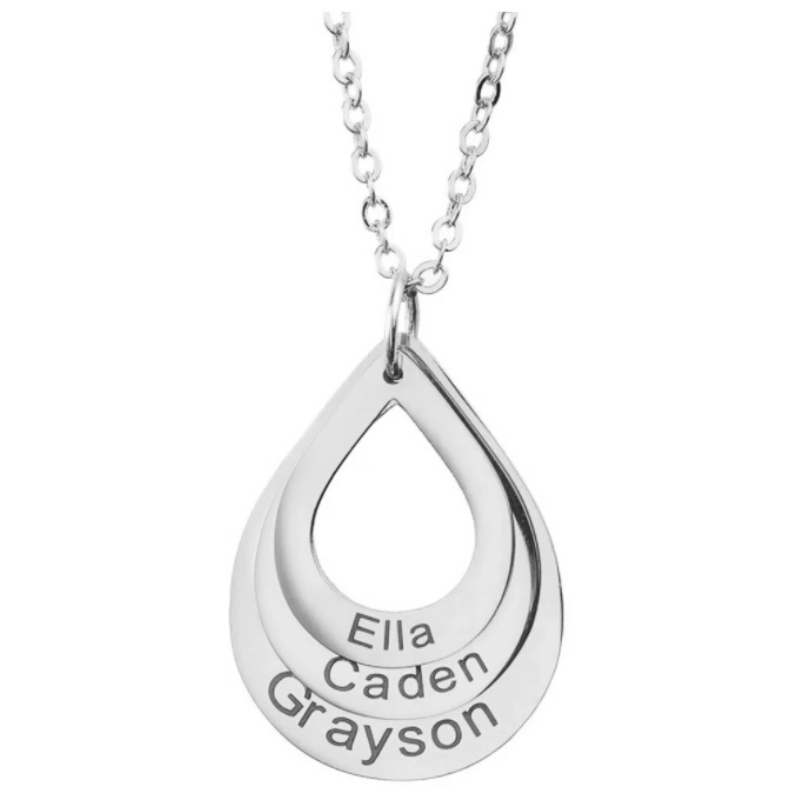 Tear Drop Layer Necklace Oscar Willow & Co Silver