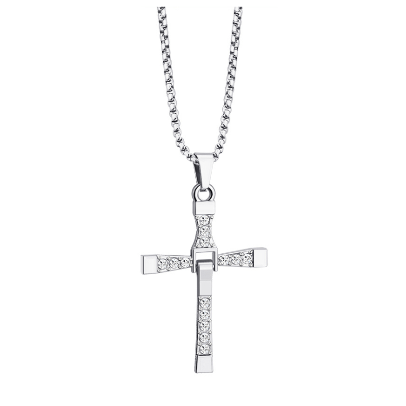 Iconic Fast & Furious Cross Necklace Oscar Willow & Co Silver