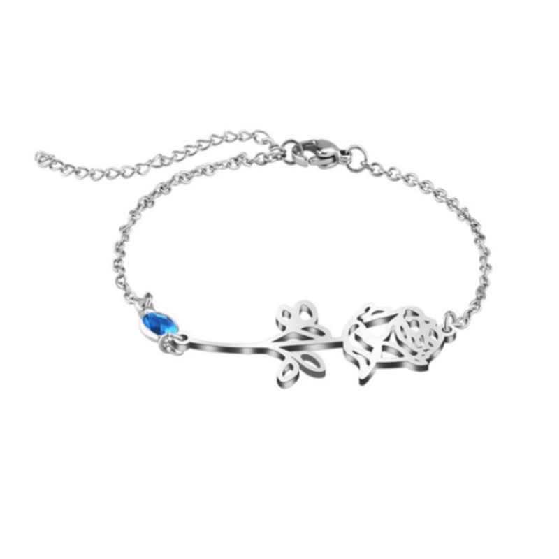Birth Flower Bracelet Oscar Willow & Co Silver January- Snowdrop