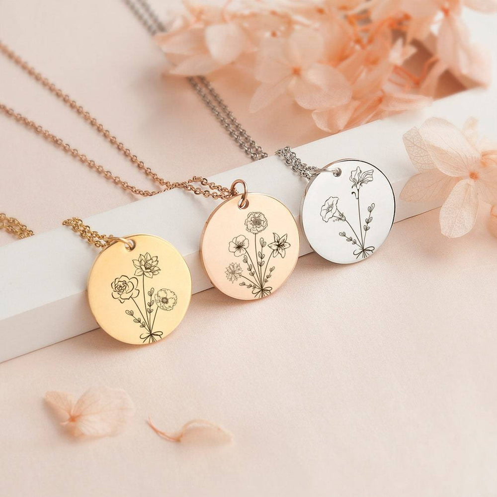 Birth Flower Pendant Necklace  Oscar Willow & Co Silver