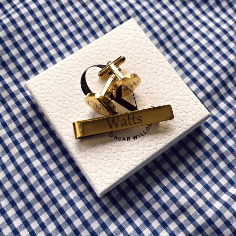 Personalized Cufflink and Tie Clip Set  Oscar Willow & Co