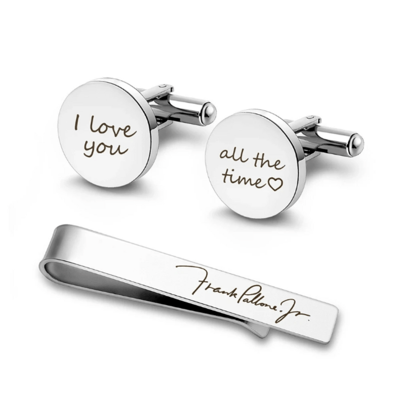 Personalized Cufflink and Tie Clip Set  Oscar Willow & Co Silver
