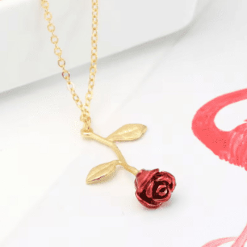 Beauty and the Beast Enchanted Rose Pendant