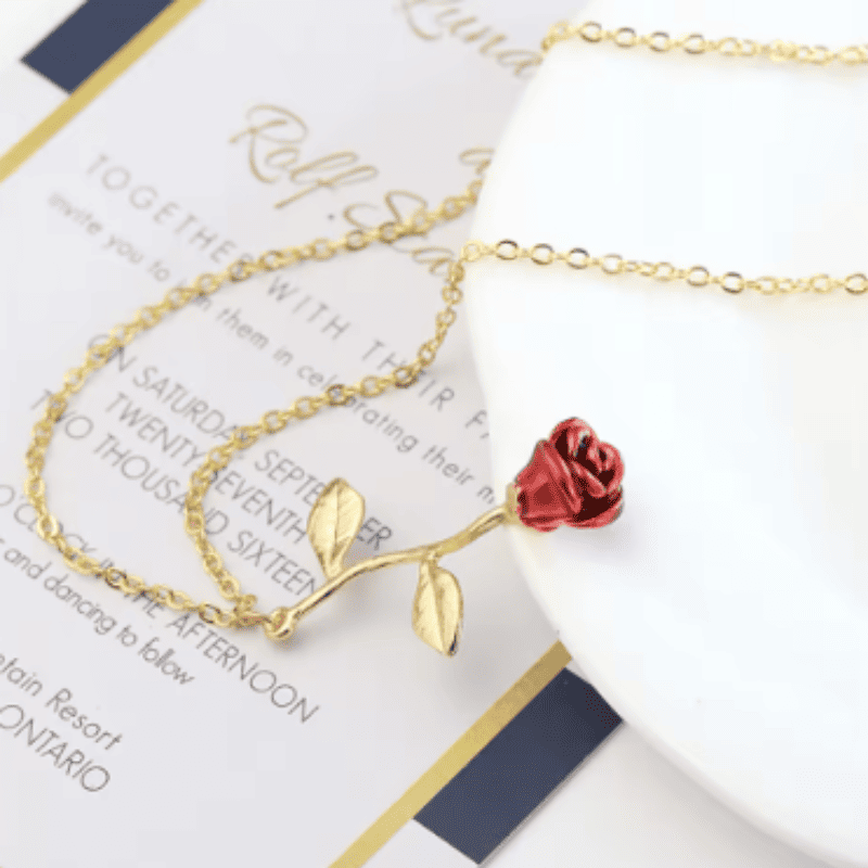 Beauty and the Beast Enchanted Rose Pendant