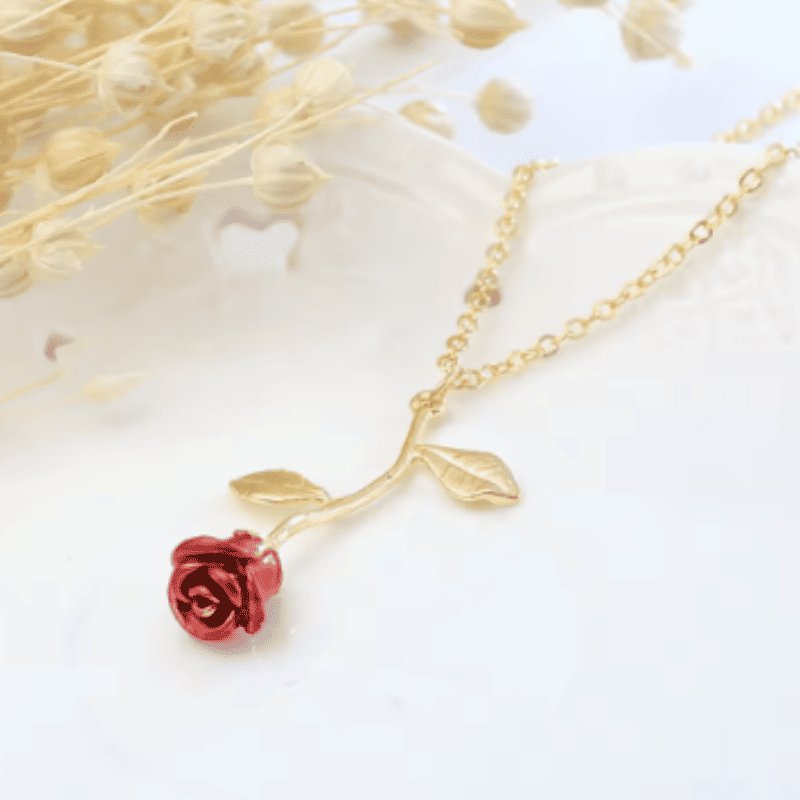 Beauty and the Beast Enchanted Rose Pendant