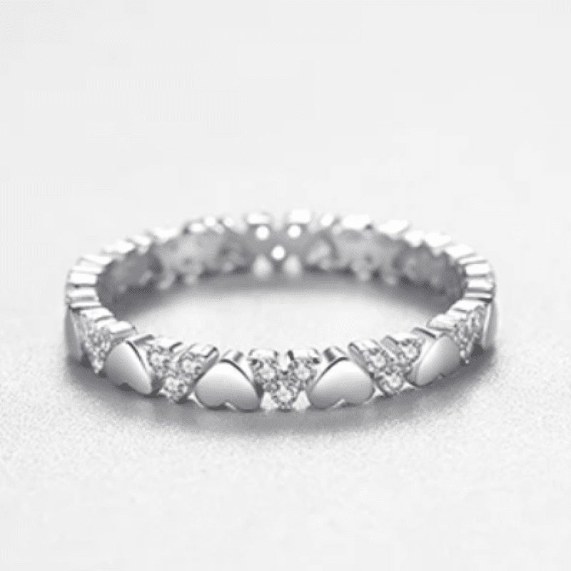 Sterling Silver Heart's Elegance Eternity Ring  Oscar Willow & Co