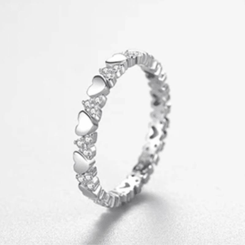 Sterling Silver Heart's Elegance Eternity Ring  Oscar Willow & Co