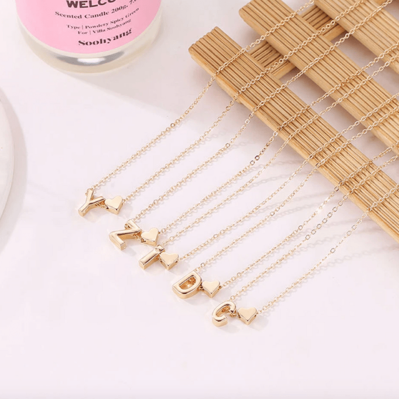 Heart Initial Necklace  Oscar Willow & Co