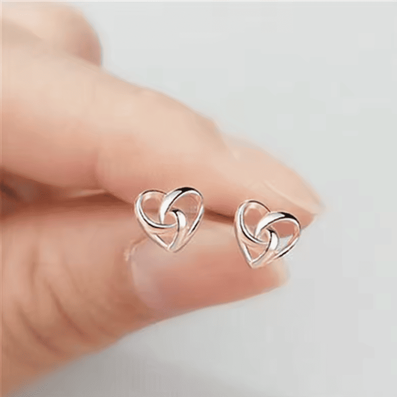 Intertwined Heart Stud Earrings