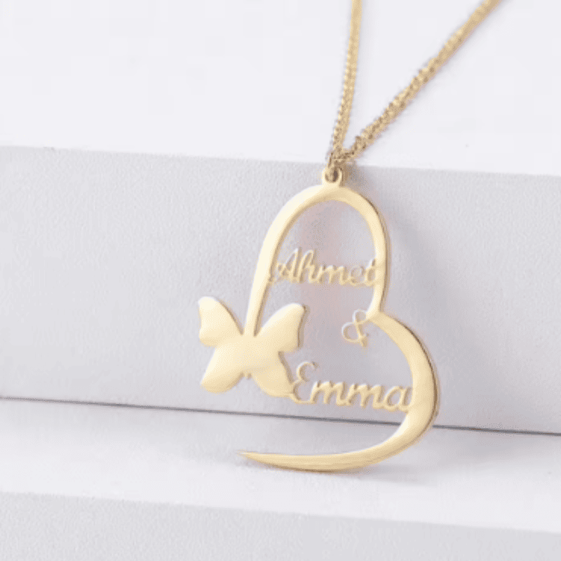 Love's Embrace Heart & Butterfly Necklace