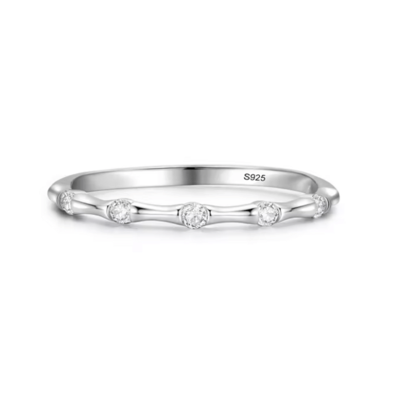 Sterling Silver Starlight Wave Sparkle Ring  Oscar Willow & Co