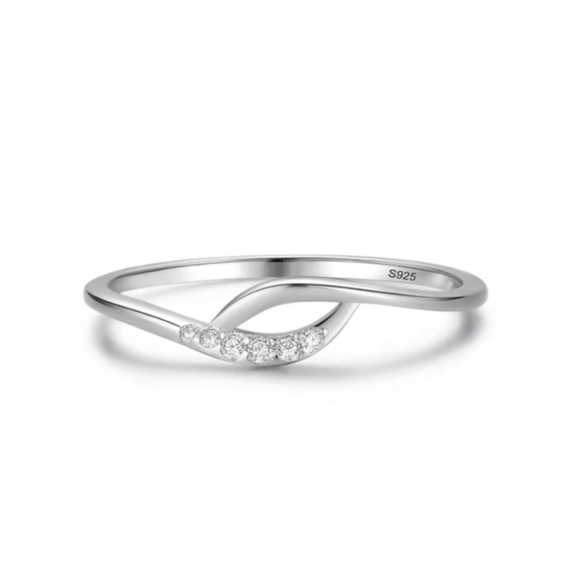 Sterling Silver Twist of Elegance Sparkle Ring  Oscar Willow & Co