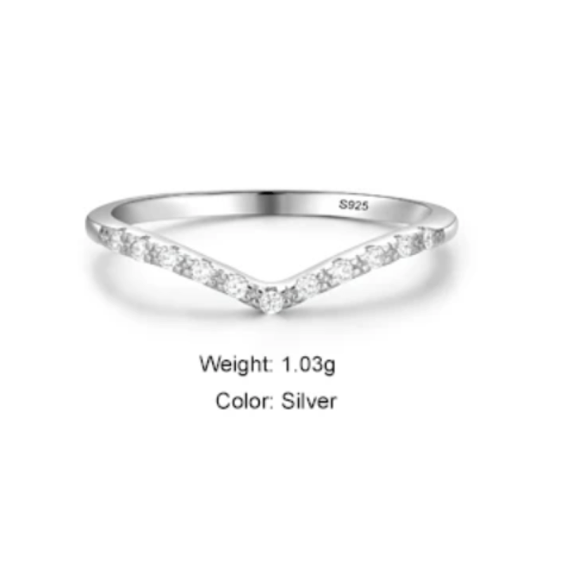 Sterling Silver V-Shaped Sparkle Ring  Oscar Willow & Co