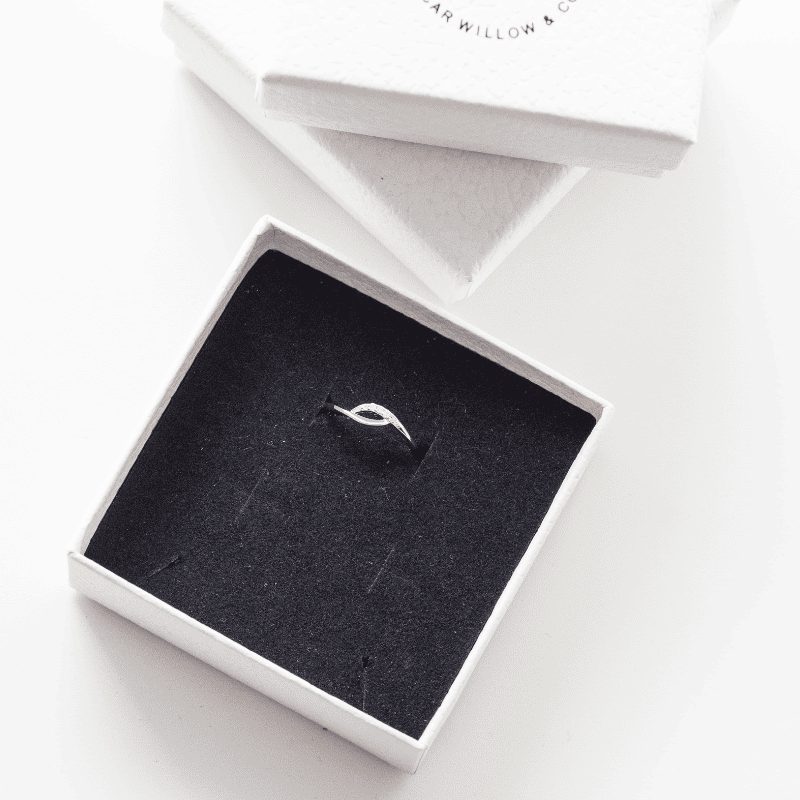 Sterling Silver Twist of Elegance Sparkle Ring  Oscar Willow & Co