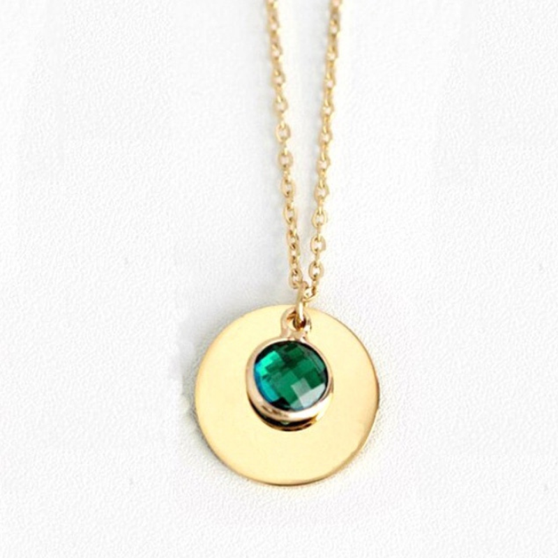 Personalized Disc Pendant Necklace  Oscar Willow & Co Gold  