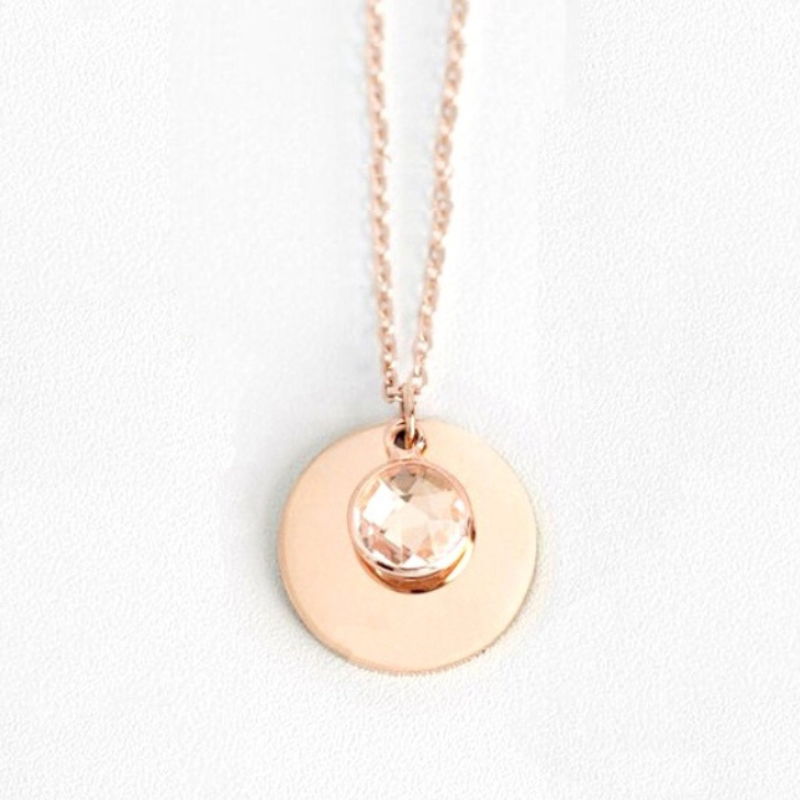 Personalized Disc Pendant Necklace  Oscar Willow & Co Rose Gold  