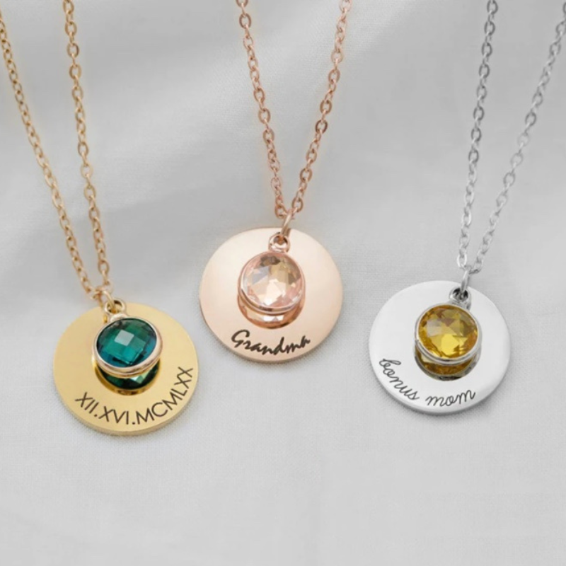 Personalized Disc Pendant Necklace  Oscar Willow & Co   