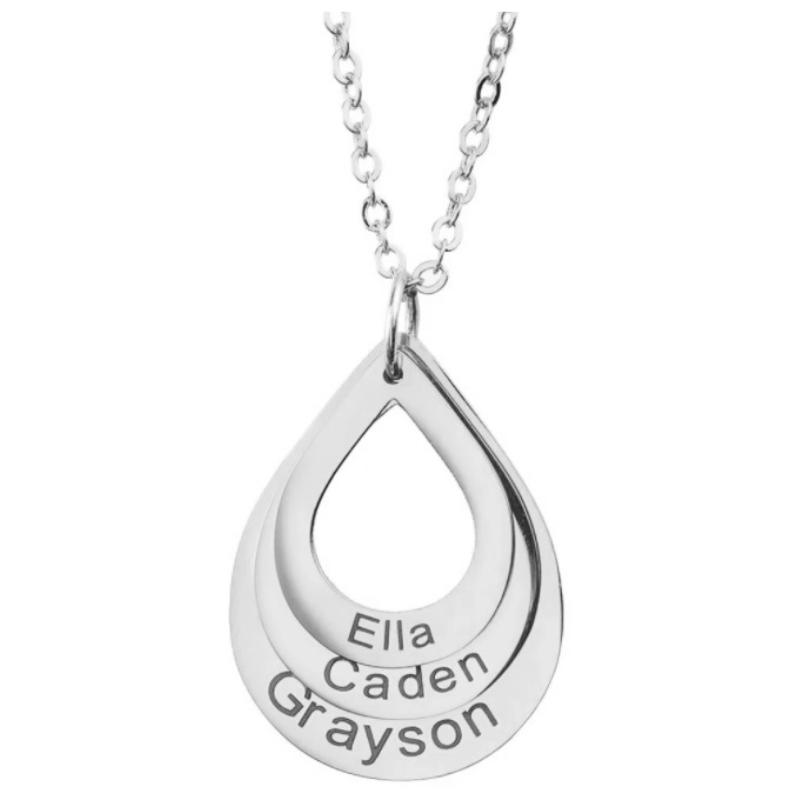 Tear Drop Layer Necklace  Oscar Willow & Co Silver  