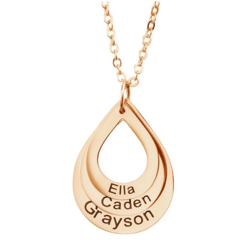 Tear Drop Layer Necklace  Oscar Willow & Co Rose Gold  