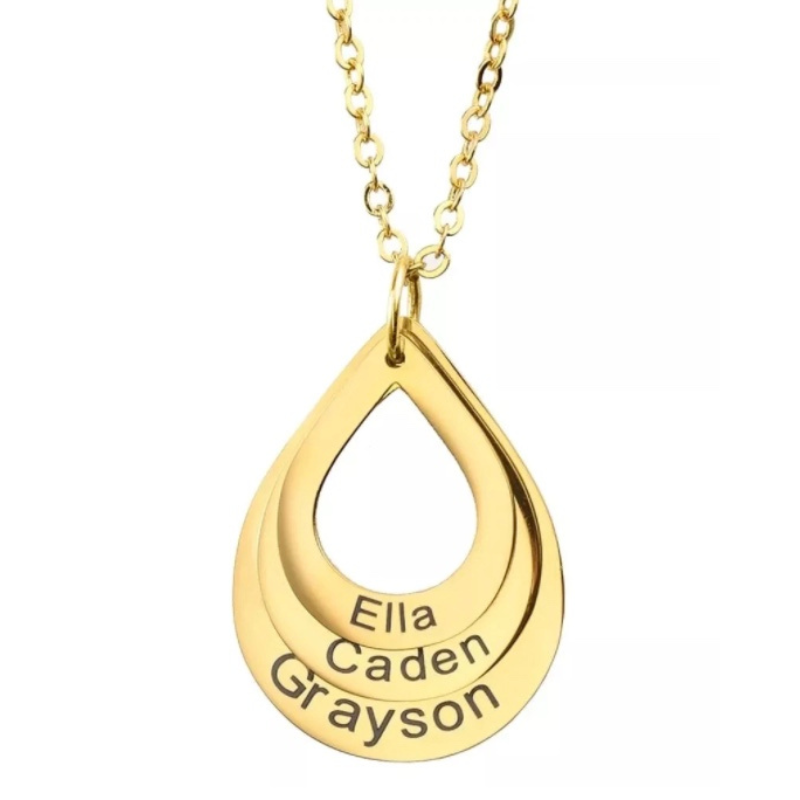 Tear Drop Layer Necklace  Oscar Willow & Co Gold  