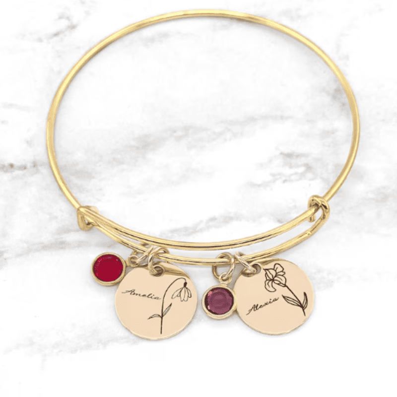 Blossom & Birthstone Bangle