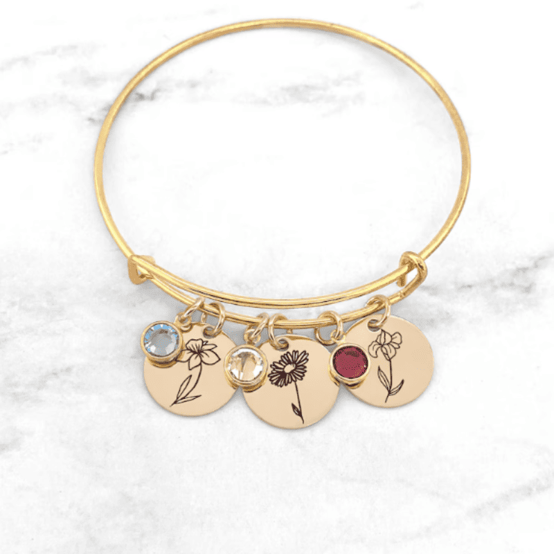 Blossom & Birthstone Bangle