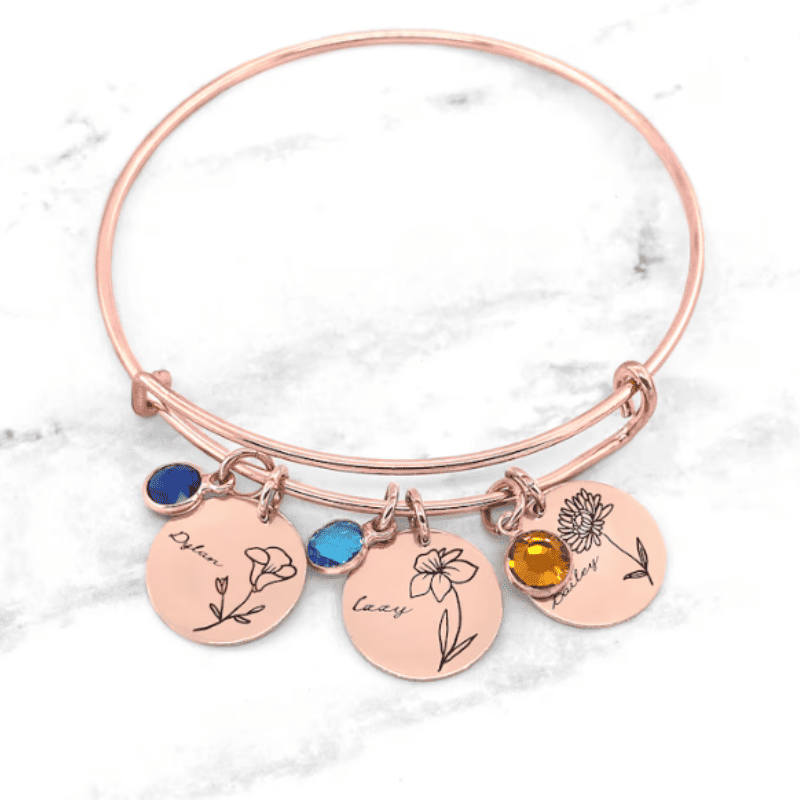 Blossom & Birthstone Bangle