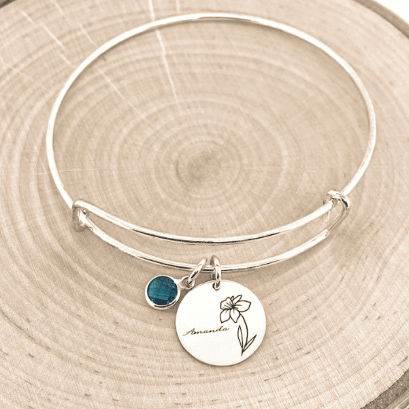 Blossom & Birthstone Bangle