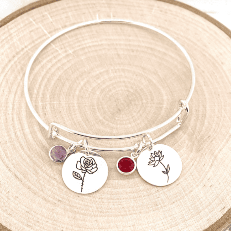 Blossom & Birthstone Bangle