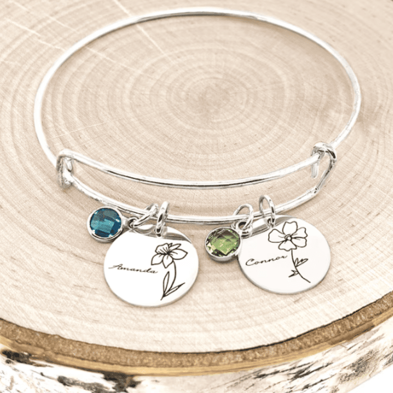 Blossom & Birthstone Bangle