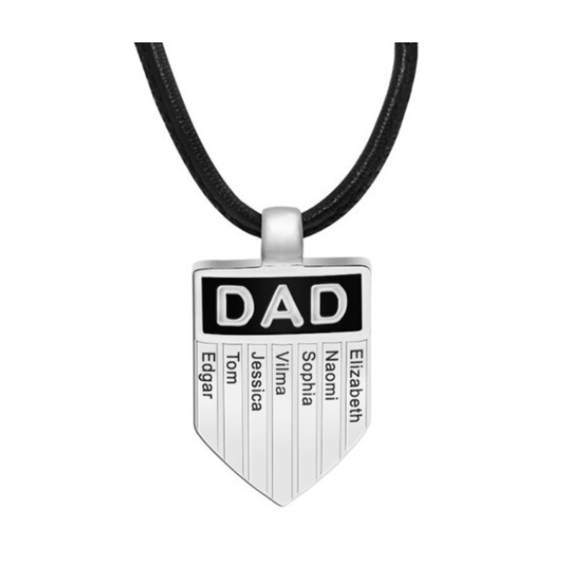 Dad Family Shield Necklace  Oscar Willow & Co Silver  