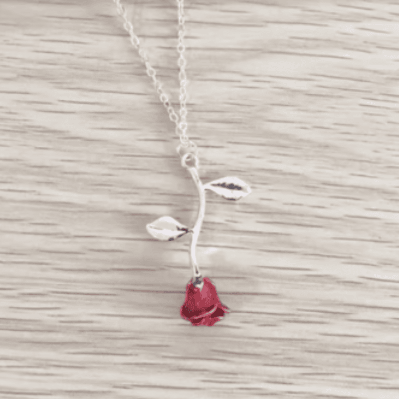 Beauty and the Beast Enchanted Rose Pendant
