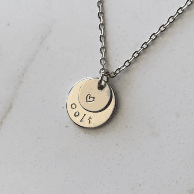 Engraved Love Disc Necklace Couple Set