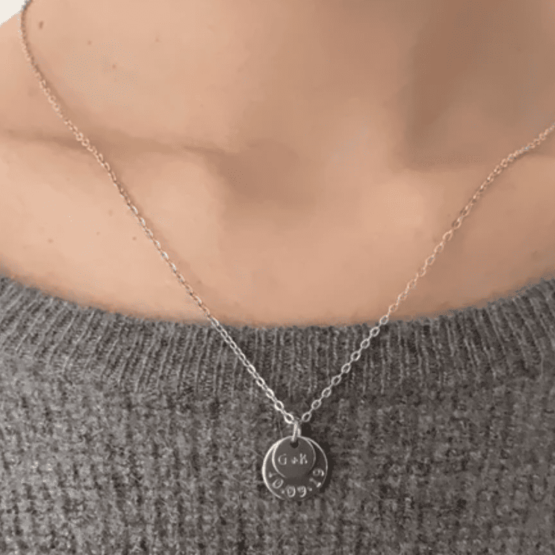 Engraved Love Disc Necklace Couple Set