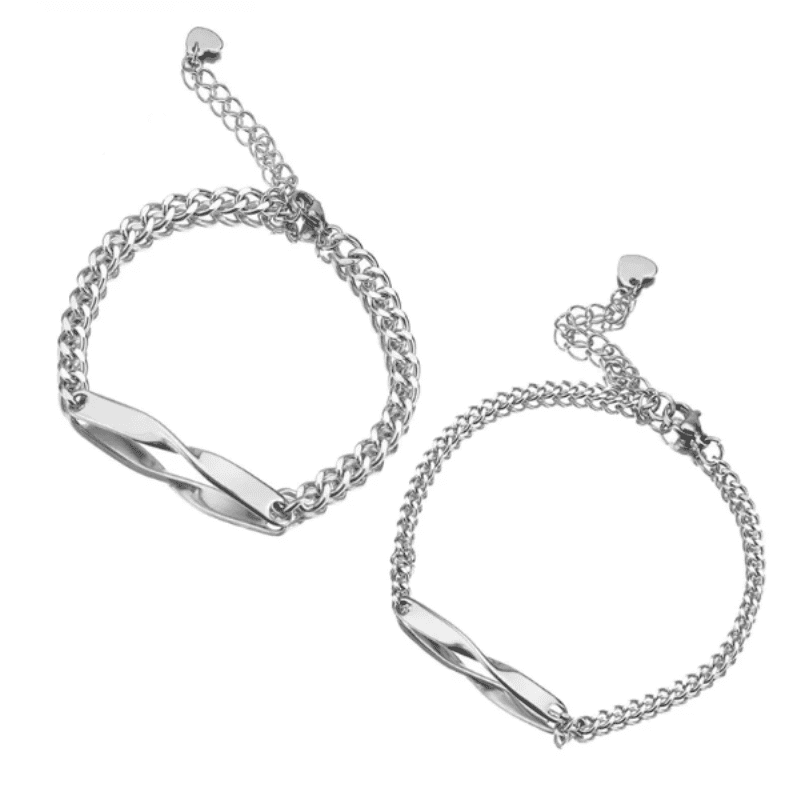 Forever Linked Engraved Couple Bracelets