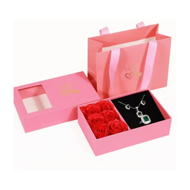 Rose Love Gift Box & Bag  Oscar Willow & Co Pink  