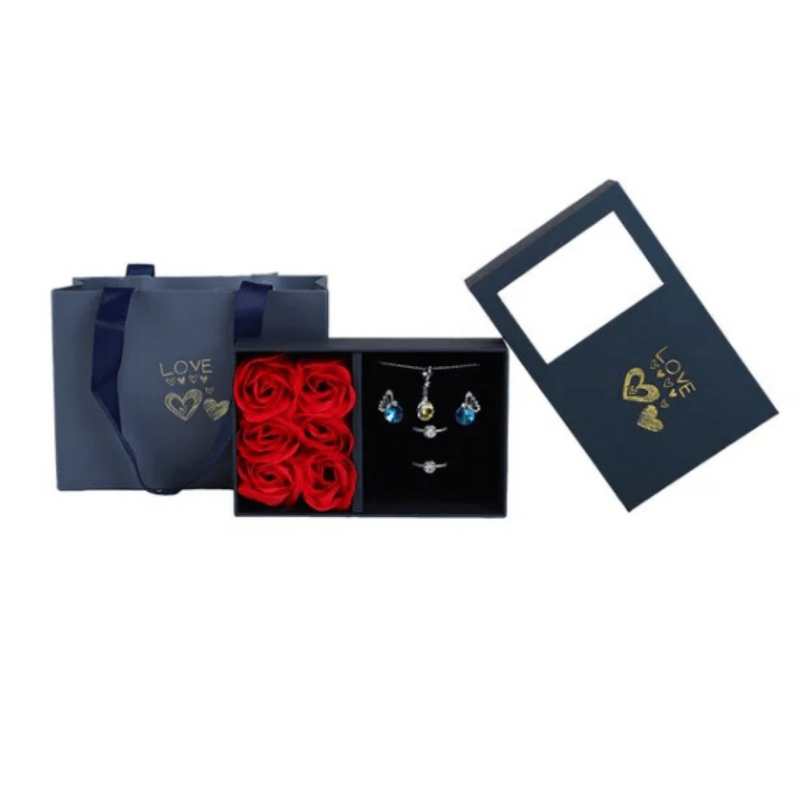 Rose Love Gift Box & Bag  Oscar Willow & Co Blue  