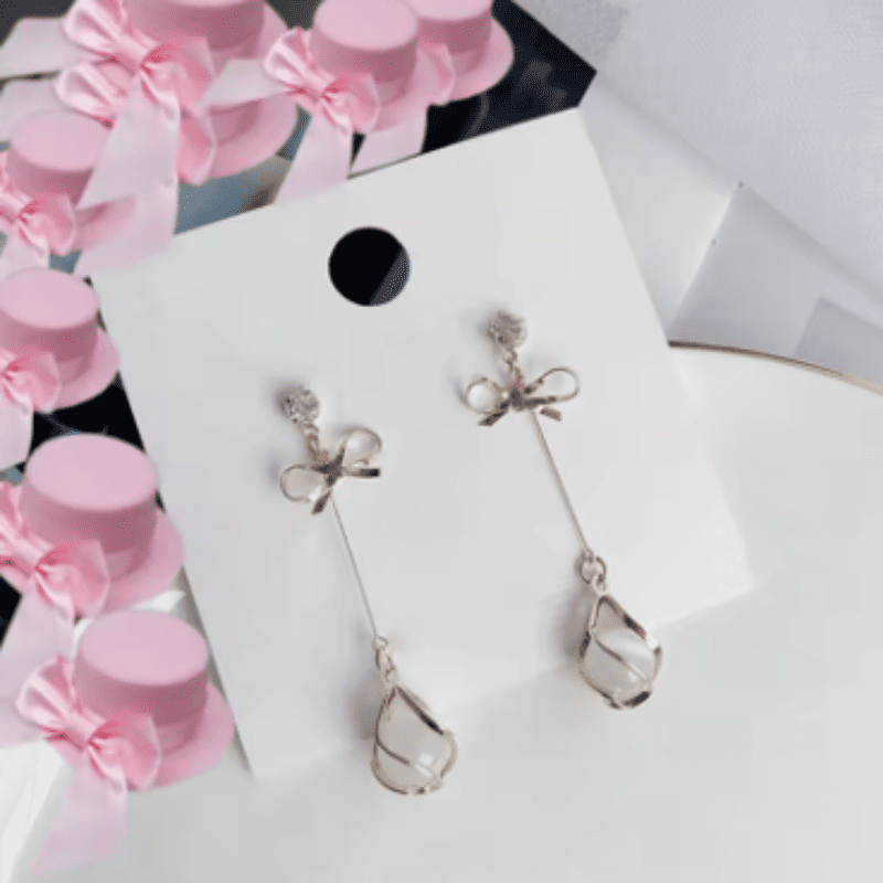 Golden Ribbon Glow Drop Earrings