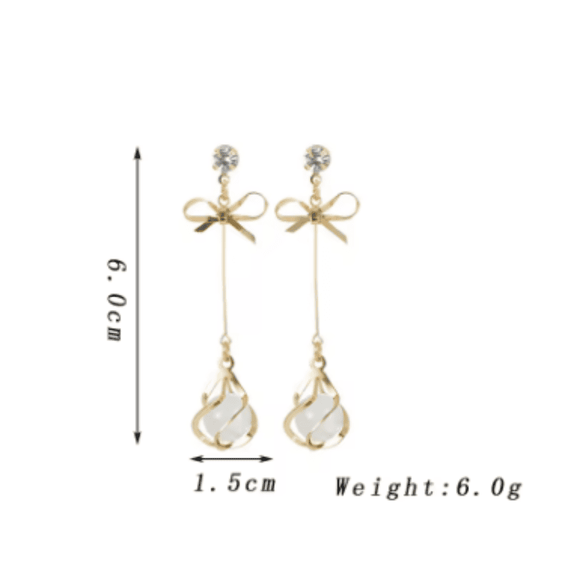 Golden Ribbon Glow Drop Earrings