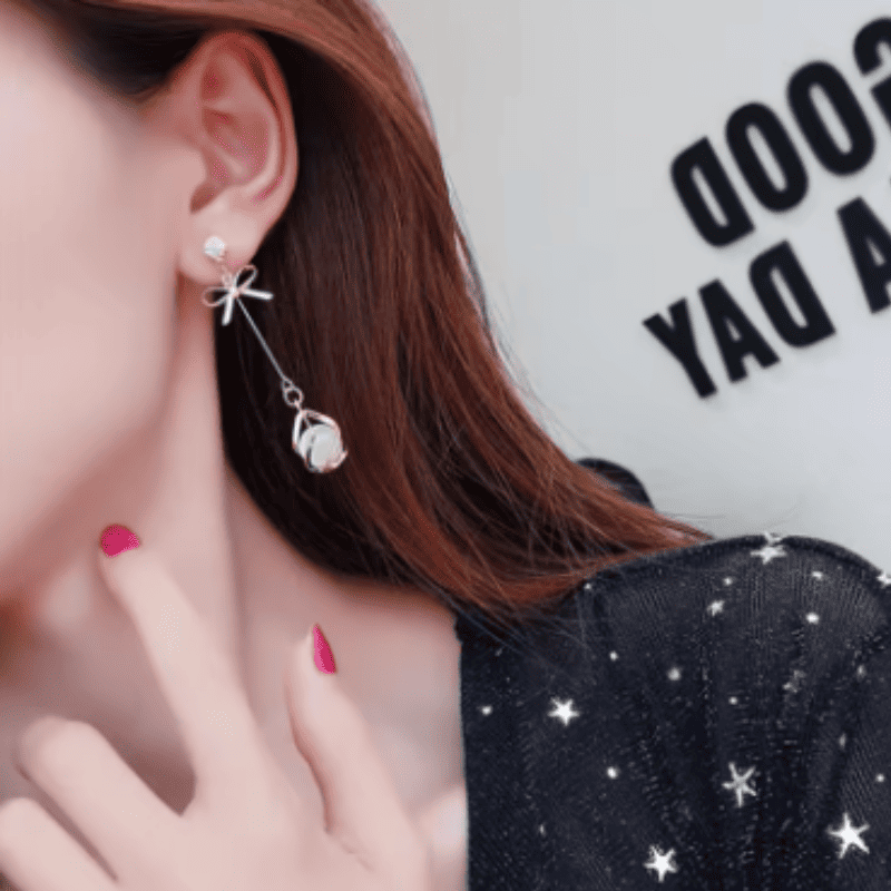 Golden Ribbon Glow Drop Earrings