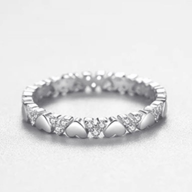 Sterling Silver Heart's Elegance Eternity Ring  Oscar Willow & Co   