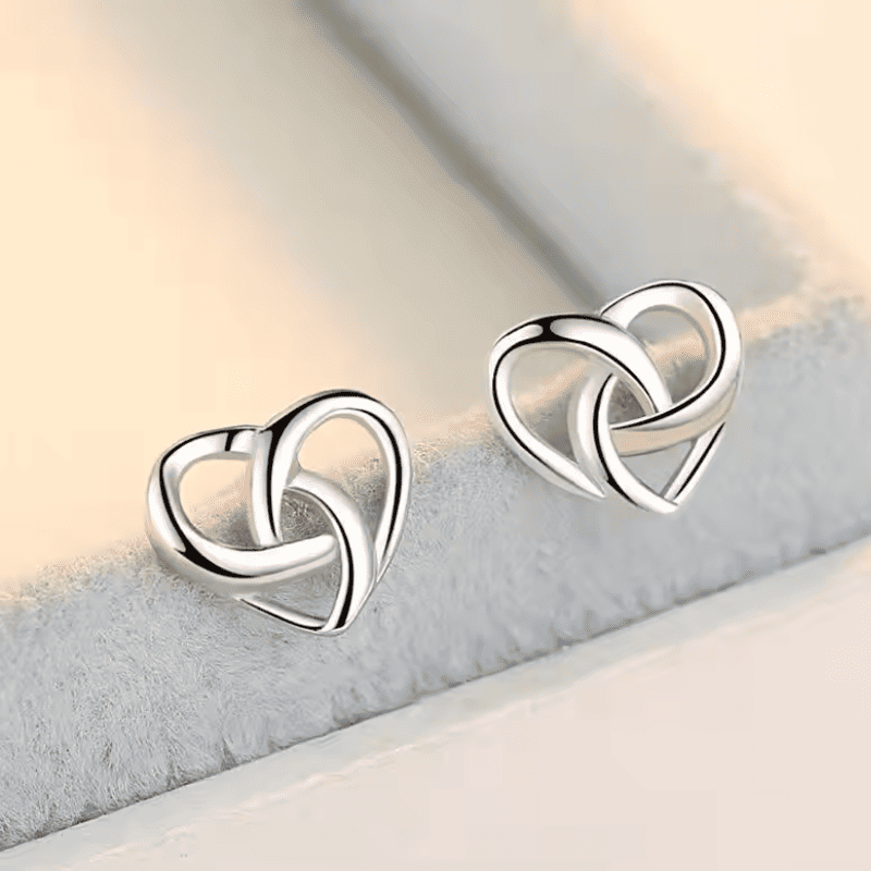 Intertwined Heart Stud Earrings