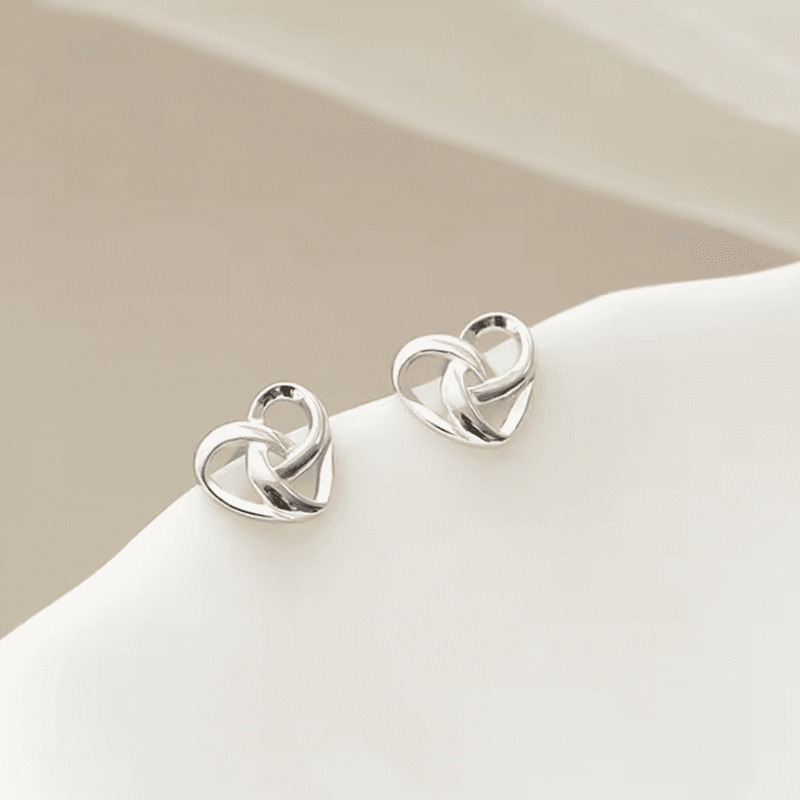 Intertwined Heart Stud Earrings