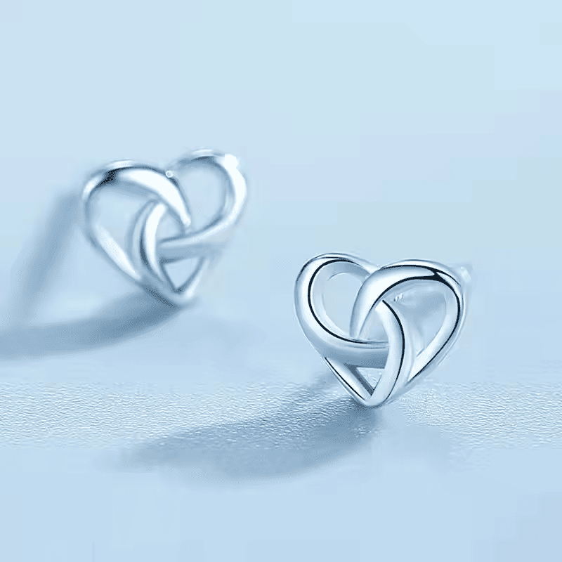 Intertwined Heart Stud Earrings