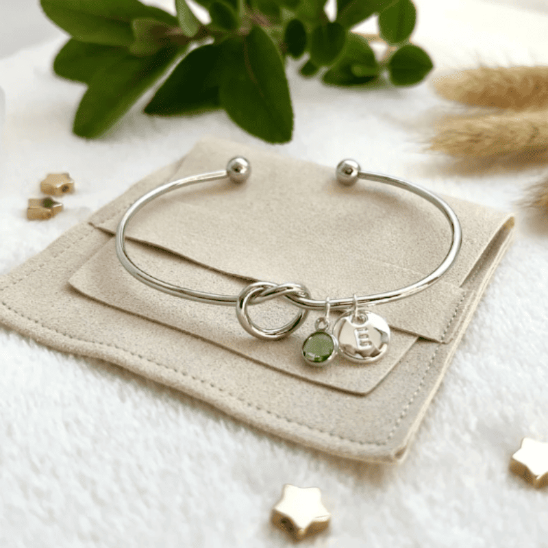 Keepsake Initial & Birthstone Charm Bangle