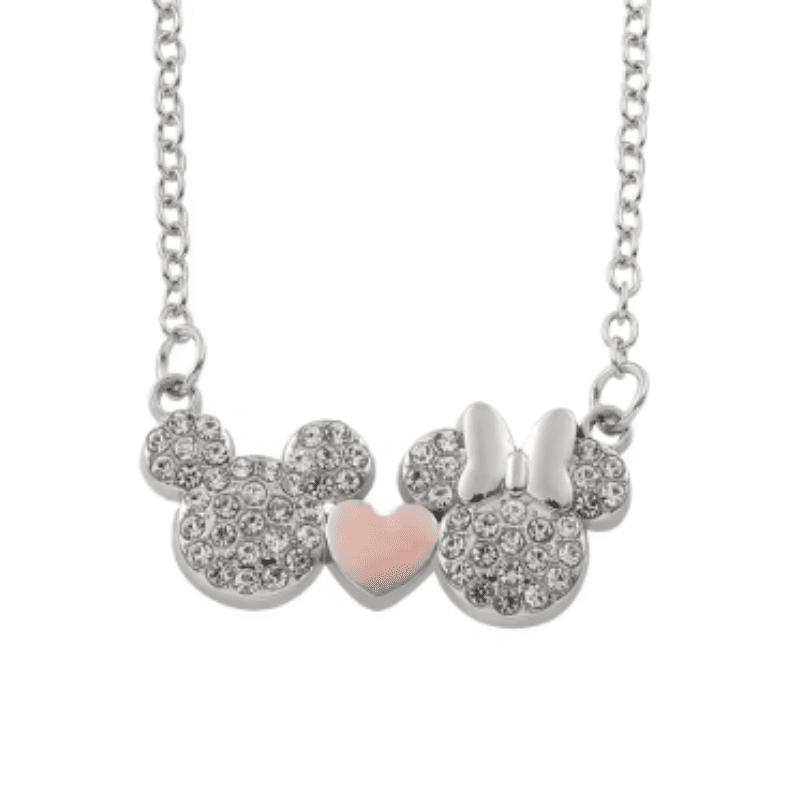 Mickey and Minnie Mouse Sparkle Hearts Forever Necklace