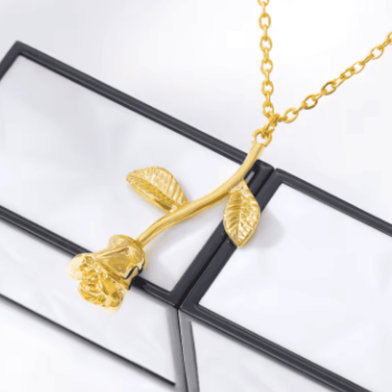 Beauty and the Beast Rose Heart Necklace