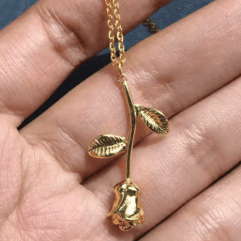 Beauty and the Beast Rose Heart Necklace
