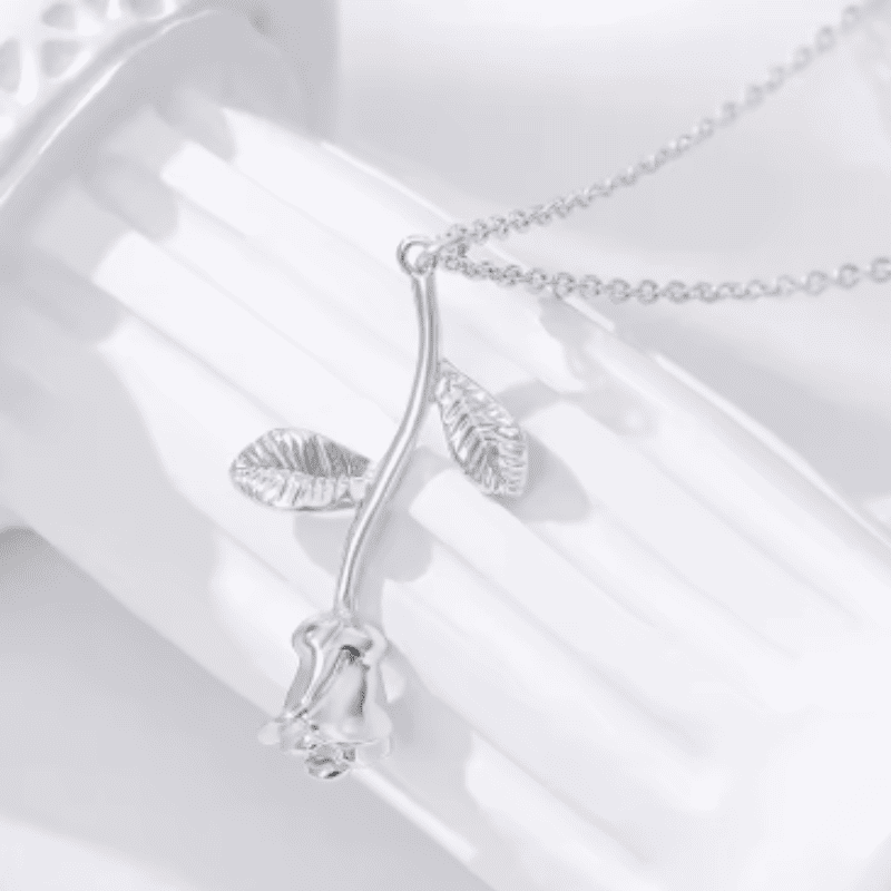 Beauty and the Beast Rose Heart Necklace