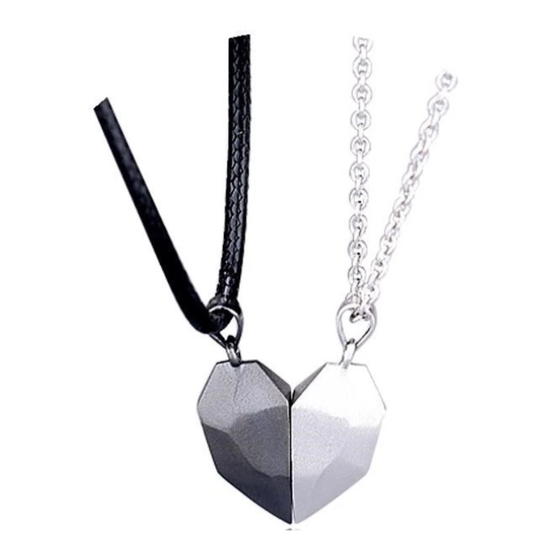 Heart Attraction Necklace  Oscar Willow & Co Silver/Black  